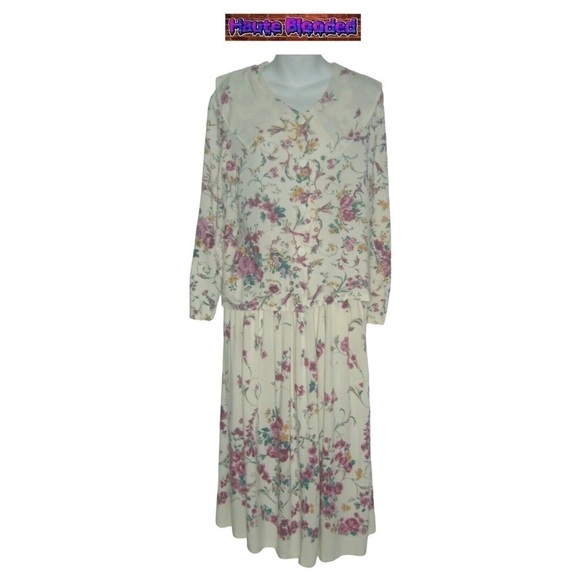 Vintage 70's Cottagecore Fairy Cottage Floral Prairie Outfit Boho Skirt Bloom M - Picture 1 of 13
